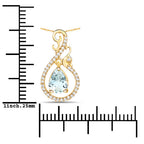 0.76 Carat Genuine Aquamarine and White Diamond 14K Yellow Gold Pendant