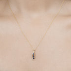 0.40 Carat Genuine Blue Sapphire and White Diamond 14K Yellow Gold Pendant