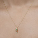 0.34 Carat Genuine Zambian Emerald and White Diamond 14K Yellow Gold Pendant