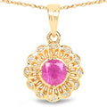 0.59 Carat Genuine Ruby and White Diamond 14K Yellow Gold Pendant