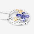 1.33 Carat Genuine Tanzanite and White Topaz .925 Sterling Silver Pendant