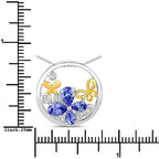 1.33 Carat Genuine Tanzanite and White Topaz .925 Sterling Silver Pendant