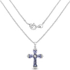 1.84 Carat Genuine Tanzanite and White Zircon .925 Sterling Silver Pendant