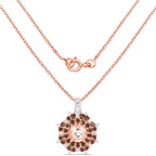 18K Rose Gold Plated 1.61 Carat Genuine Morganite, Smoky Quartz and White Zircon .925 Sterling Silver Pendant