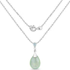 11.92 Carat Genuine Prehnite .925 Sterling Silver Pendant