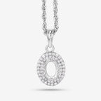 0.17 Carat Genuine White Diamond 14K White Gold Semi Mount Pendant - holds 7x5mm Oval Gemstone