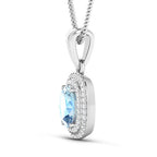 1.35 Carat Genuine Aquamarine and White Diamond 14K White Gold Pendant