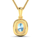 1.35 Carat Genuine Aquamarine and White Diamond 14K Yellow Gold Pendant