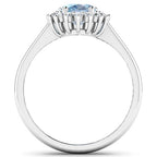 1.62 Carat Genuine Aquamarine and White Diamond 14K White Gold Ring