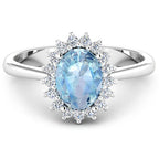 1.62 Carat Genuine Aquamarine and White Diamond 14K White Gold Ring