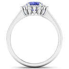 1.92 Carat Genuine Tanzanite and White Diamond 14K White Gold Ring