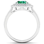 1.97 Carat Genuine Zambian Emerald and White Diamond 14K White Gold Ring