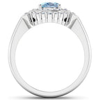 1.57 Carat Genuine Aquamarine and White Diamond 14K White Gold Ring