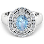 1.57 Carat Genuine Aquamarine and White Diamond 14K White Gold Ring