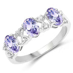 1.40 Carat Genuine Tanzanite and White Topaz .925 Sterling Silver Ring