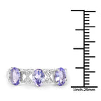 1.40 Carat Genuine Tanzanite and White Topaz .925 Sterling Silver Ring