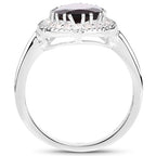 3.94 Carat Genuine Garnet & White Topaz .925 Sterling Silver Ring