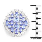 4.72 Carat Genuine Tanzanite and White Topaz .925 Sterling Silver Ring