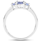 0.95 Carat Genuine Tanzanite .925 Sterling Silver Ring