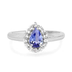 0.96 Carat Genuine Tanzanite and White Topaz .925 Sterling Silver Ring