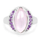 3.57 Carat Genuine Rose Quartz And Amethyst .925 Sterling Silver Ring