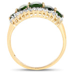 18K Yellow Gold Plated 2.70 Carat Genuine Chrome Diopside and White Topaz .925 Sterling Silver Ring