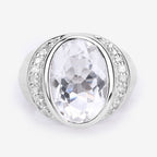 5.38 Carat Genuine Crystal Quartz and White Diamond .925 Sterling Silver Ring