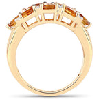 14K Yellow Gold Plated 2.48 Carat Genuine Citrine & White Topaz .925 Sterling Silver Ring