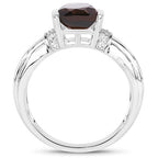 2.03 Carat Genuine Smoky Quartz & White Topaz .925 Sterling Silver Ring