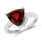 3.56 Carat Genuine Garnet and White Topaz .925 Sterling Silver Ring