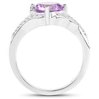 1.32 Carat Genuine Amethyst & White Topaz .925 Sterling Silver Ring
