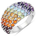 4.16 Carat Genuine Multi-Stone .925 Sterling Silver Ring