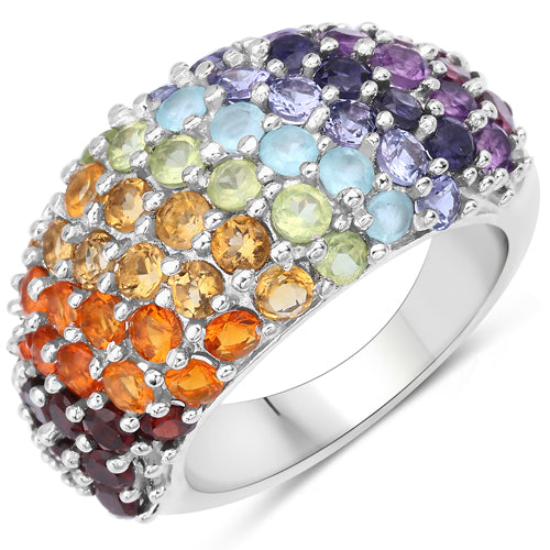 4.16 Carat Genuine Multi-Stone .925 Sterling Silver Ring