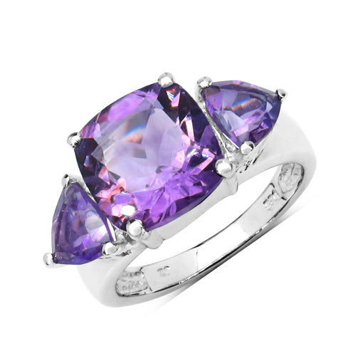 4.10 Carat Genuine Amethyst .925 Sterling Silver Ring