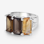8.17 Carat Genuine Multi-Stone .925 Sterling Silver Ring