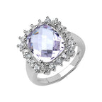 5.55 Carat Genuine Pink Amethyst and White Topaz .925 Sterling Silver Ring