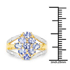 14K Yellow Gold Plated 1.59 Carat Genuine Tanzanite and White Topaz .925 Sterling Silver Ring