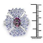 2.86 Carat Genuine Mystic Topaz and Tanzanite .925 Sterling Silver Ring