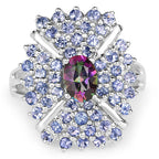 2.86 Carat Genuine Mystic Topaz and Tanzanite .925 Sterling Silver Ring