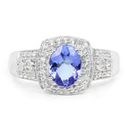1.42 Carat Genuine Tanzanite & White Topaz .925 Sterling Silver Ring