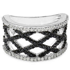 0.92 Carat Genuine Black Diamond & White Diamond .925 Sterling Silver Ring