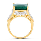 8.70 Carat Dyed Emerald and White Topaz .925 Sterling Silver Ring