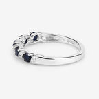 0.64 Carat Genuine Blue Sapphire and White Topaz .925 Sterling Silver Ring