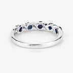 0.64 Carat Genuine Blue Sapphire and White Topaz .925 Sterling Silver Ring