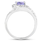 1.82 Carat Genuine Tanzanite and White Zircon .925 Sterling Silver Ring