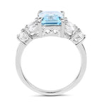 3.38 Carat Genuine Blue Topaz & White Topaz .925 Sterling Silver Ring