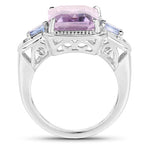 6.60 Carat Genuine Amethyst & Tanzanite .925 Sterling Silver Ring