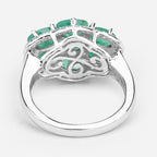 3.33 Carat Genuine Zambian Emerald and White Zircon .925 Sterling Silver Ring