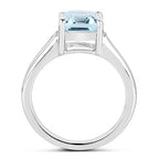 2.64 Carat Genuine Blue Topaz and White Topaz .925 Sterling Silver Ring