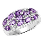 1.67 Carat Genuine Amethyst and White Topaz .925 Sterling Silver Ring